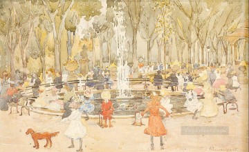 水彩 Painting - ニューヨークのセントラルパークにて モーリス・プレンダーガスト 水彩画
